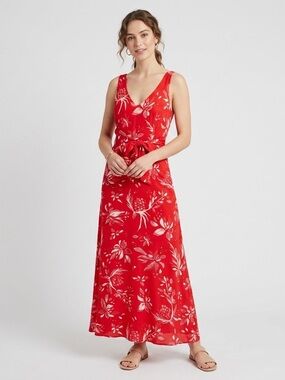 & Other Stories Red White Floral Sleeveless Midi Maxi Dress - XS